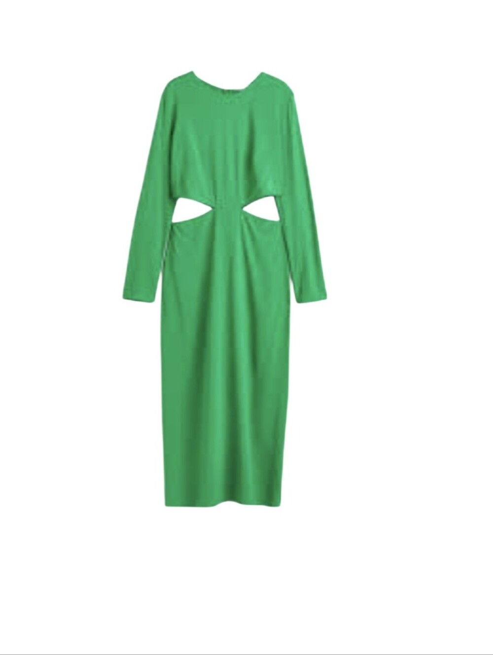 #6162 H&M Green Long Sleeve Cutout Midi Dress
